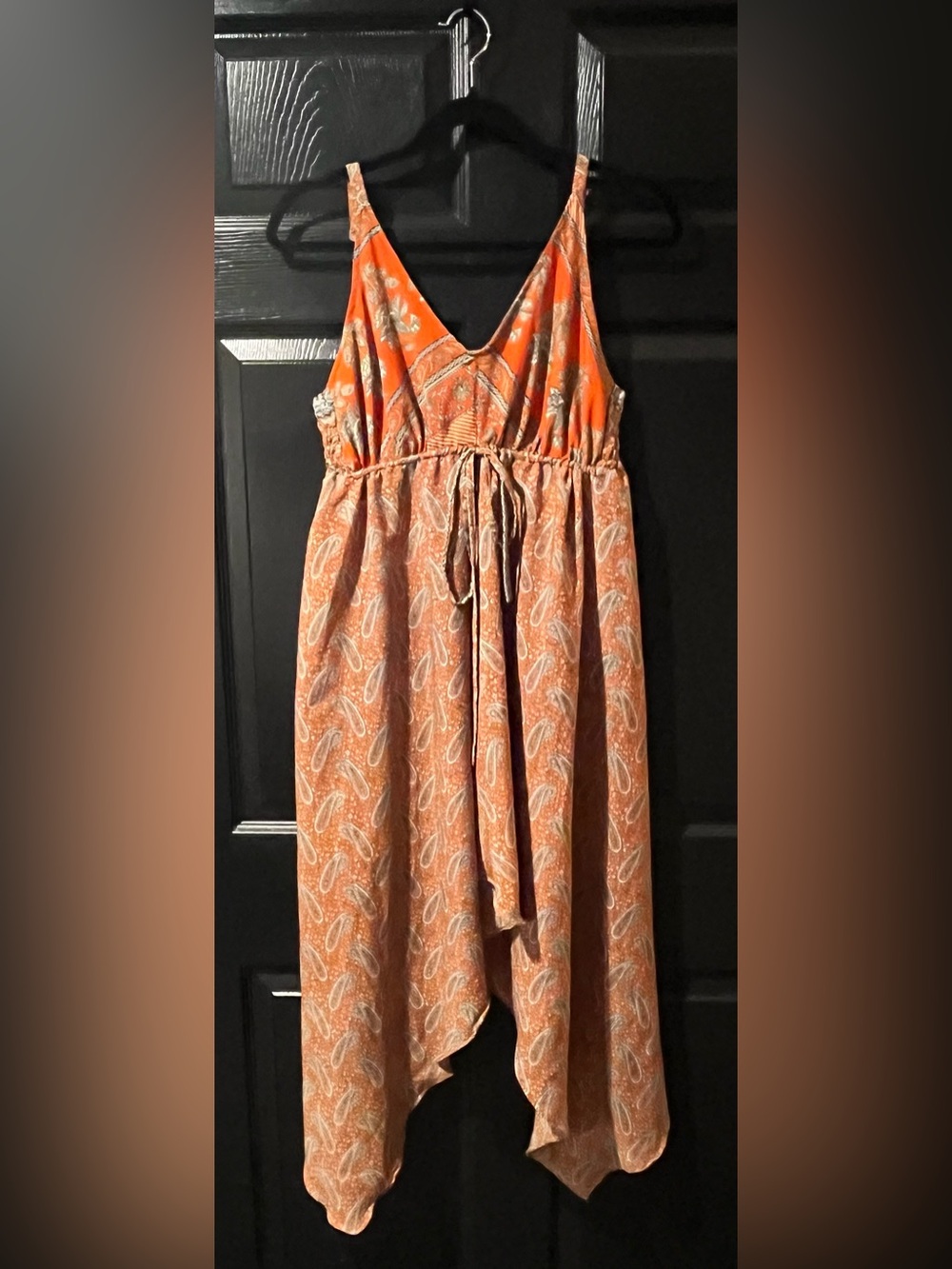Jedzebel Silk Orange Paisley Sleeveless V-Neck Sundress